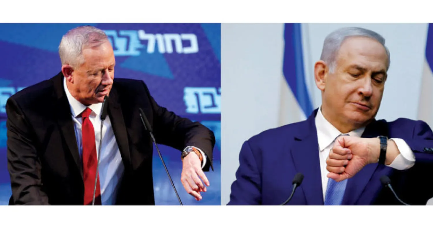 صورة مركبة لنتنياهو وغانتس من حملة انتخابات الكنيست الأخيرة (رويترز)