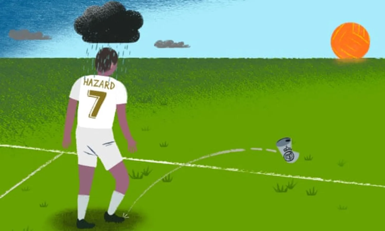  ‘Hazard is a more elusive talent than Ronaldo, a less linear definition of value.’ Illustration: Robin Hursthouse/The Guardian
