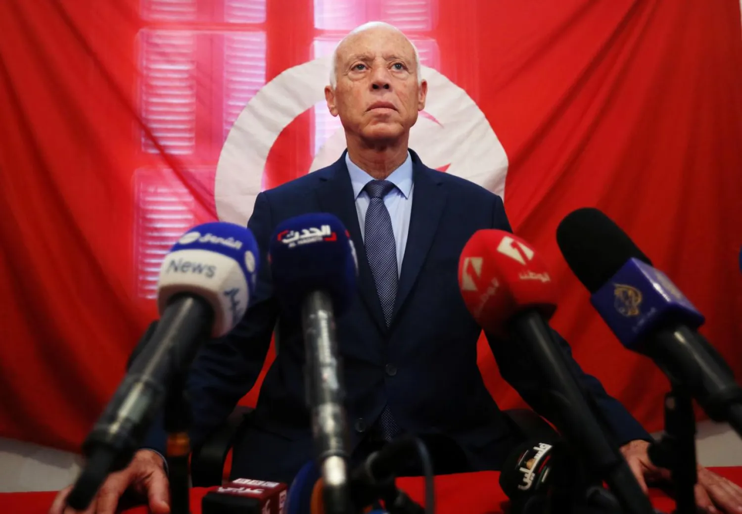 Presidential candidate Kais Saied speaks as he attends a news conference after the announcement of the results in the first round of Tunisia's presidential election in Tunis, Tunisia September 17, 2019. Reuters/Muhammad Hamed