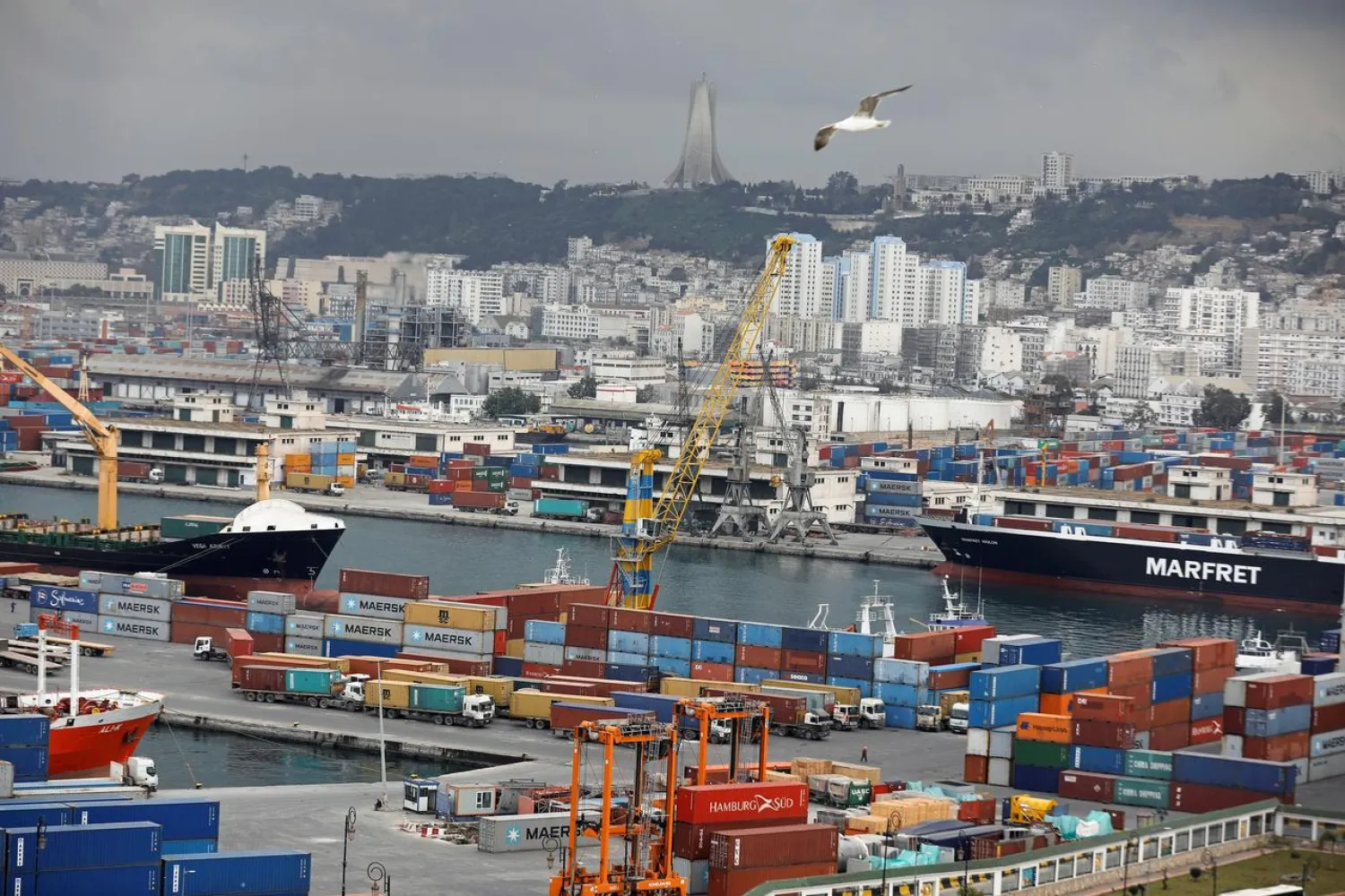 General view of the port terminal in Algiers, Algeria March 13, 2019. (Reuters)