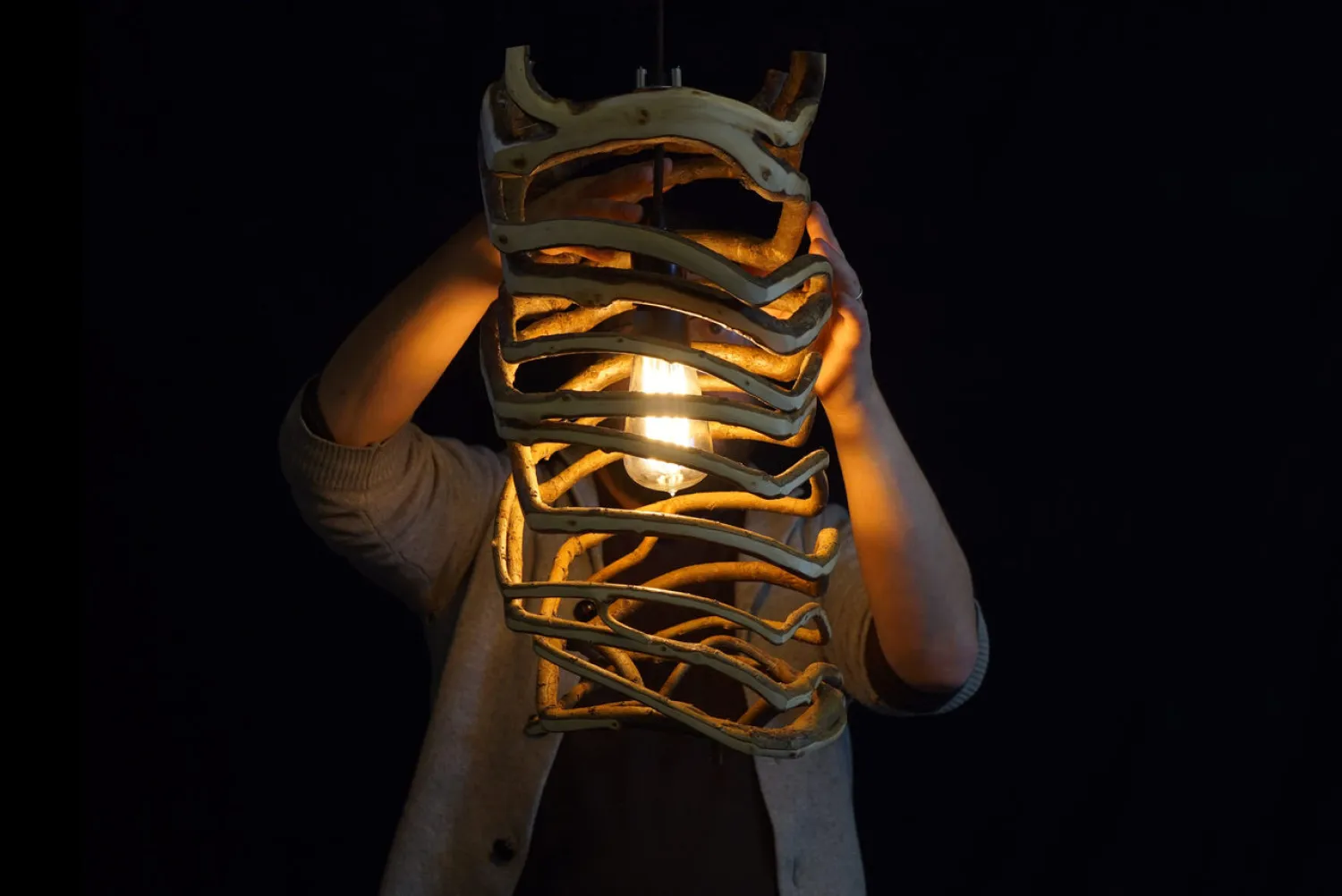  A Full Grown lamp, made from tree branches formed into this
spiral shape. COURTESY FULL GROWN