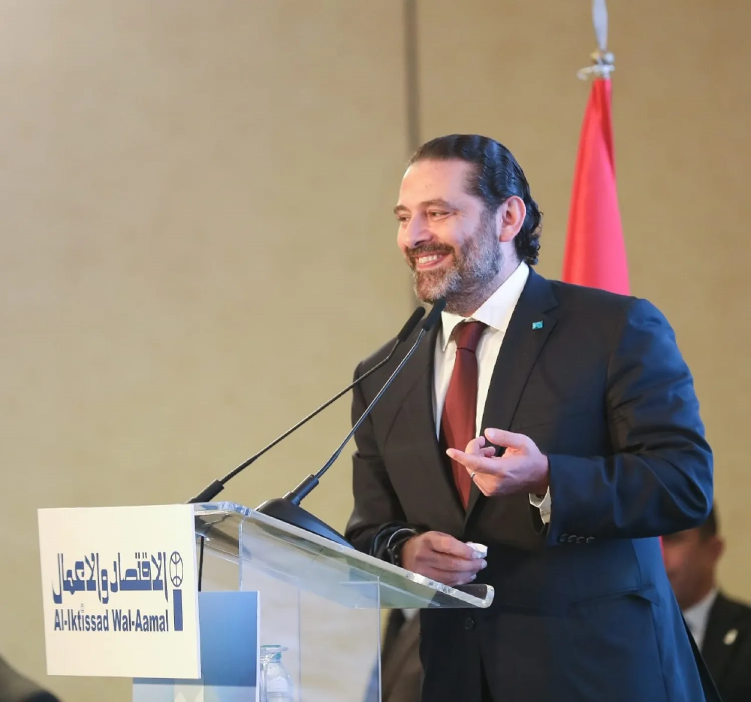 Hariri addressing the participants in the Lebanon Agriculture Development Conference 2019. (NNA)