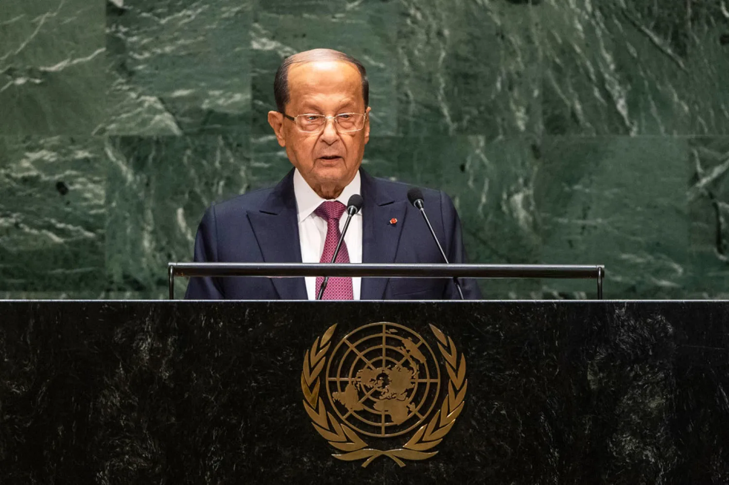 President Michel Aoun addresses the UN General Assembly in New York, September 2019 (UN News)

 