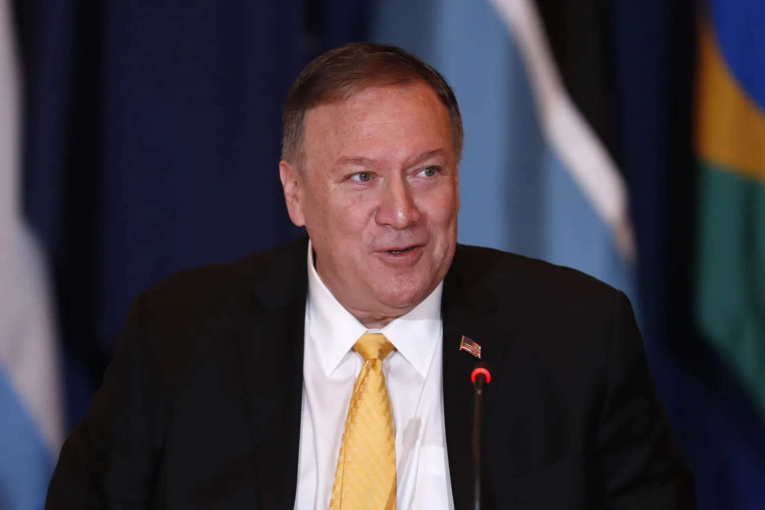 US Secretary of State Mike Pompeo speaks during an event hosted by the Department of State's Energy Resources Governance Initiative in New York, Thursday, Sept. 26, 2019. (AP Photo/Seth Wenig)