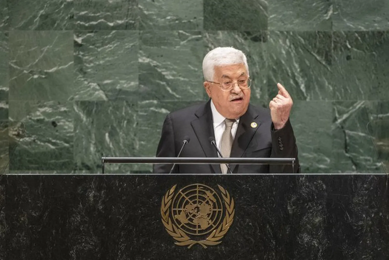Palestinian President Mahmoud Abbas addresses the UN General Assembly in New York. (UNGA photo)
 
