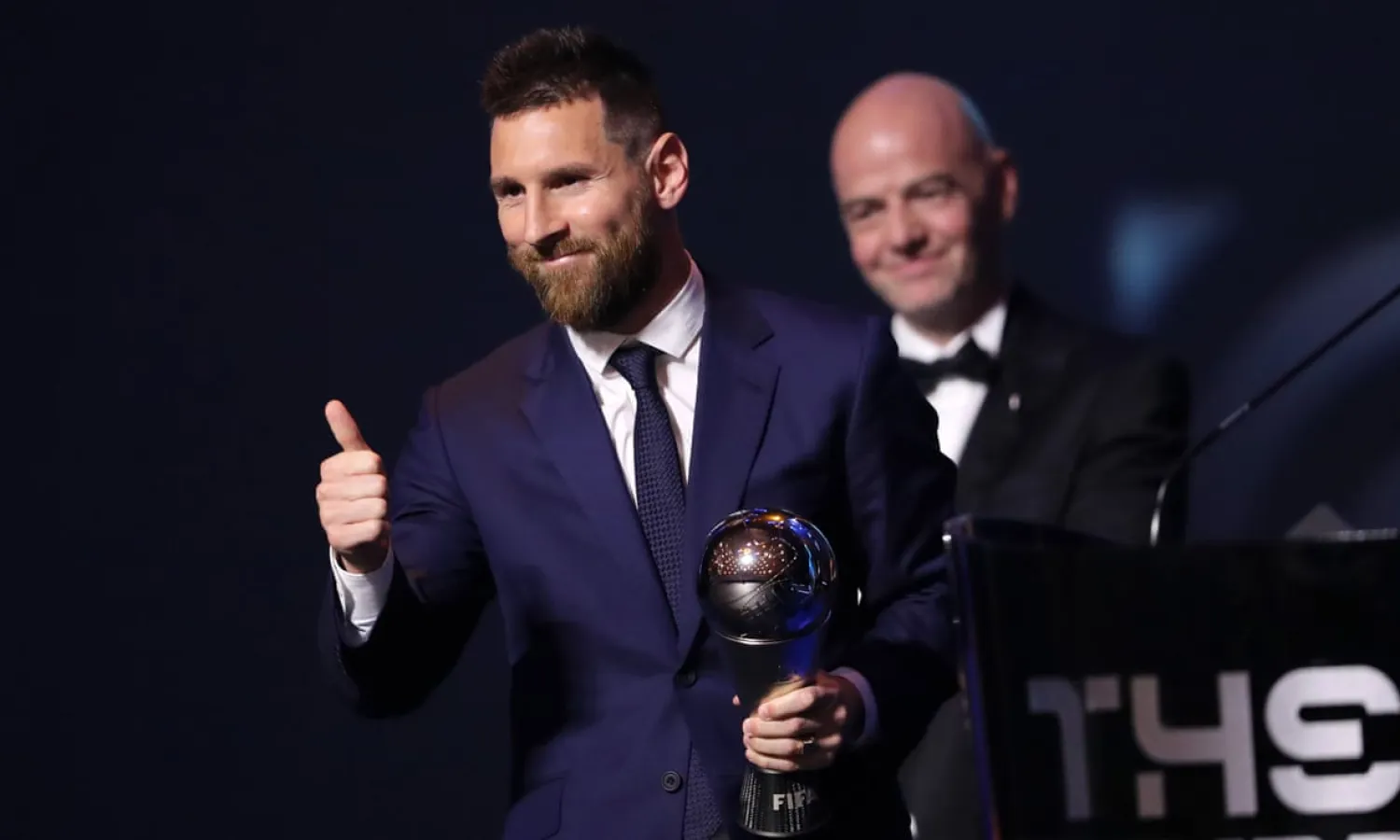 Lionel Messi has won the 2019 Fifa men’s player of the year award, to go alongside his five Ballons d’Or. Photograph: Simon Hofmann - FIFA/FIFA via Getty Images