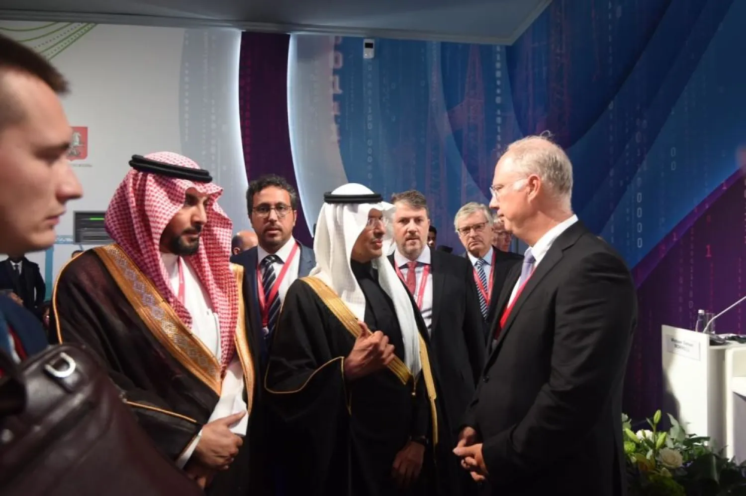 Kirill Dmitriev, CEO of Russian Direct Investment Fund (RDIF), and Prince Abdulaziz bin Salman bin Abdulaziz Al Saud — Minister of Energy, Industry and Mineral Resources of the Kingdom of Saudi Arabia ahead of RDIF Panel Session "Global Energy: New Alliances" at Russian Energy Week. © Photo: Copyright – RDIF Press-Office.