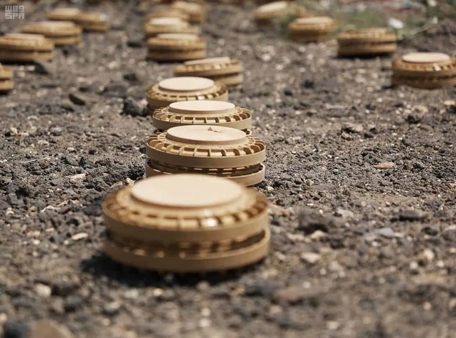 Houthi mines that have been defused by the MASAM project. (SPA file photo)