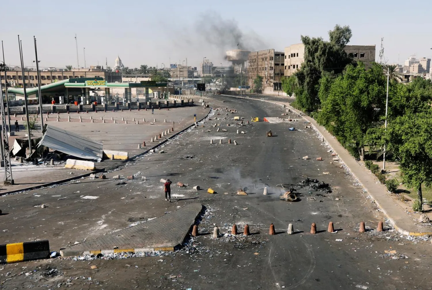A man is seen on the street during curfew in Baghdad, Iraq, October 4, 2019. (Reuters)