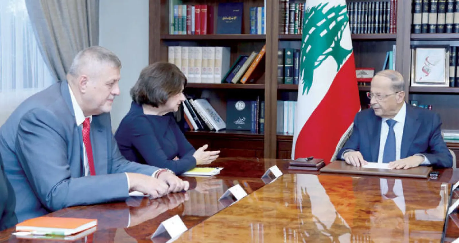 الرئيس ميشال عون مستقبلاً أمس مساعدة الأمين العام للأمم المتحدة والمنسق الخاص في لبنان (دالاتي ونهرا)