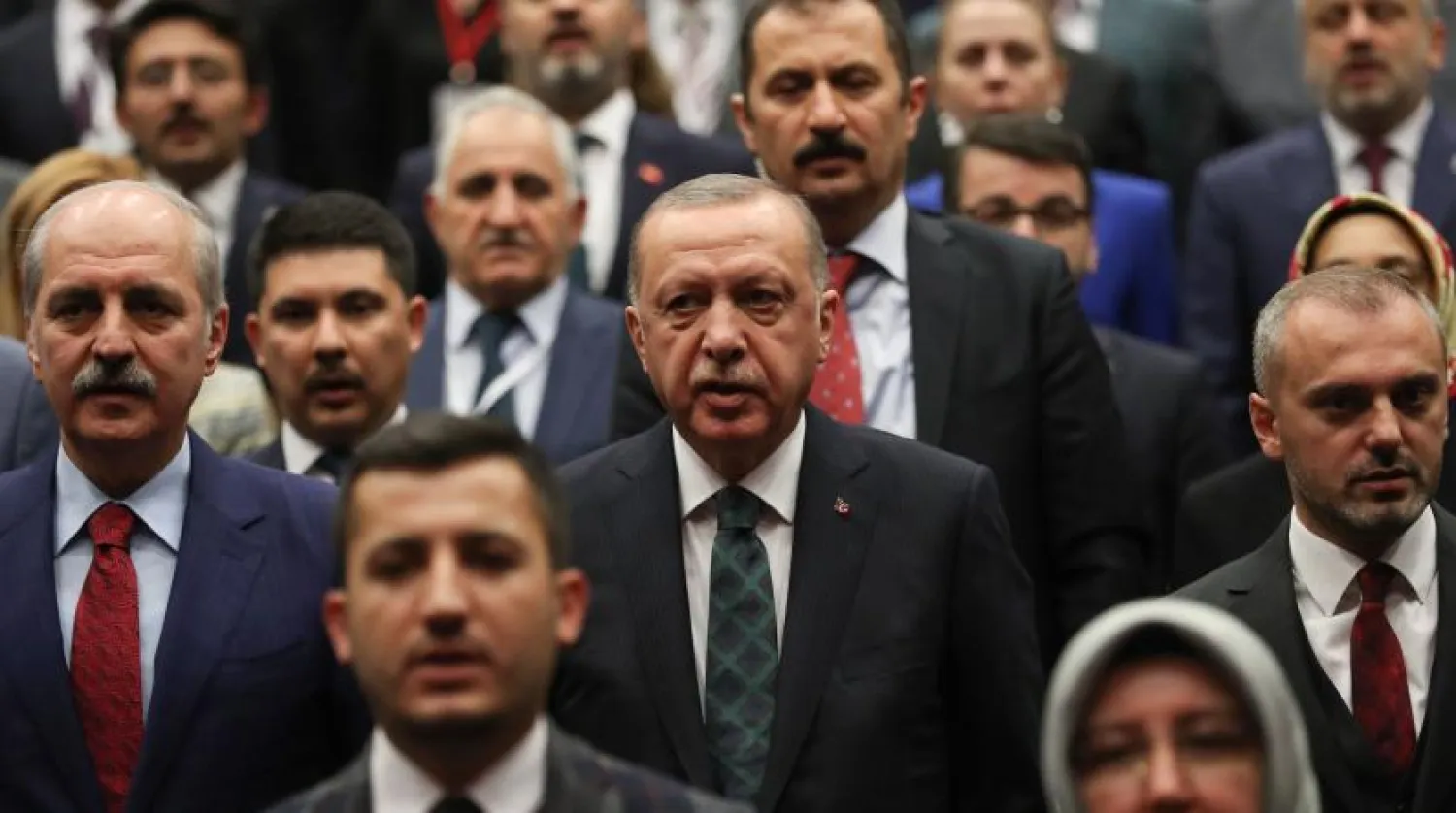 Türkiye Cumhurbaşkanı Recep Tayyip Erdoğan, Ankara’da konuşma yaptığı sırada çekilen bir kare (AFP)