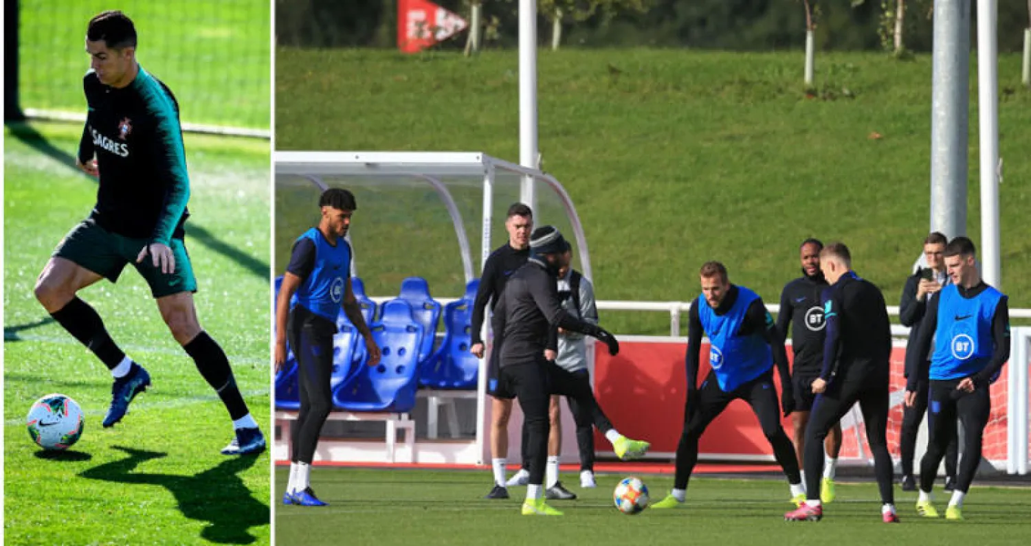 إنجلترا تستعد لمباراتي تشيكيا اليوم وبلغاريا الاثنين بتضامن ضد العنصرية (أ.ف.ب)  -  البرتغال بقيادة رونالدو تستقبل لوكسمبورغ (أ.ف.ب)