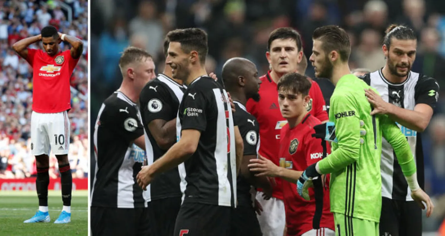 أفراح لاعبي نيوكاسل وأحزان لاعبي مانشستر يونايتد  -  راشفورد تاهت قدماه عن طريق الشباك