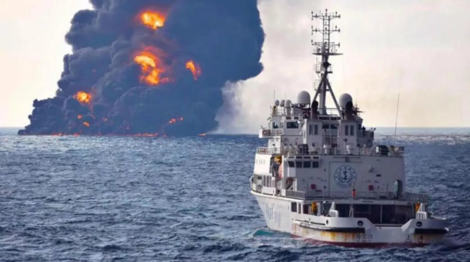 An Iranian tanker on fire. AFP file photo
