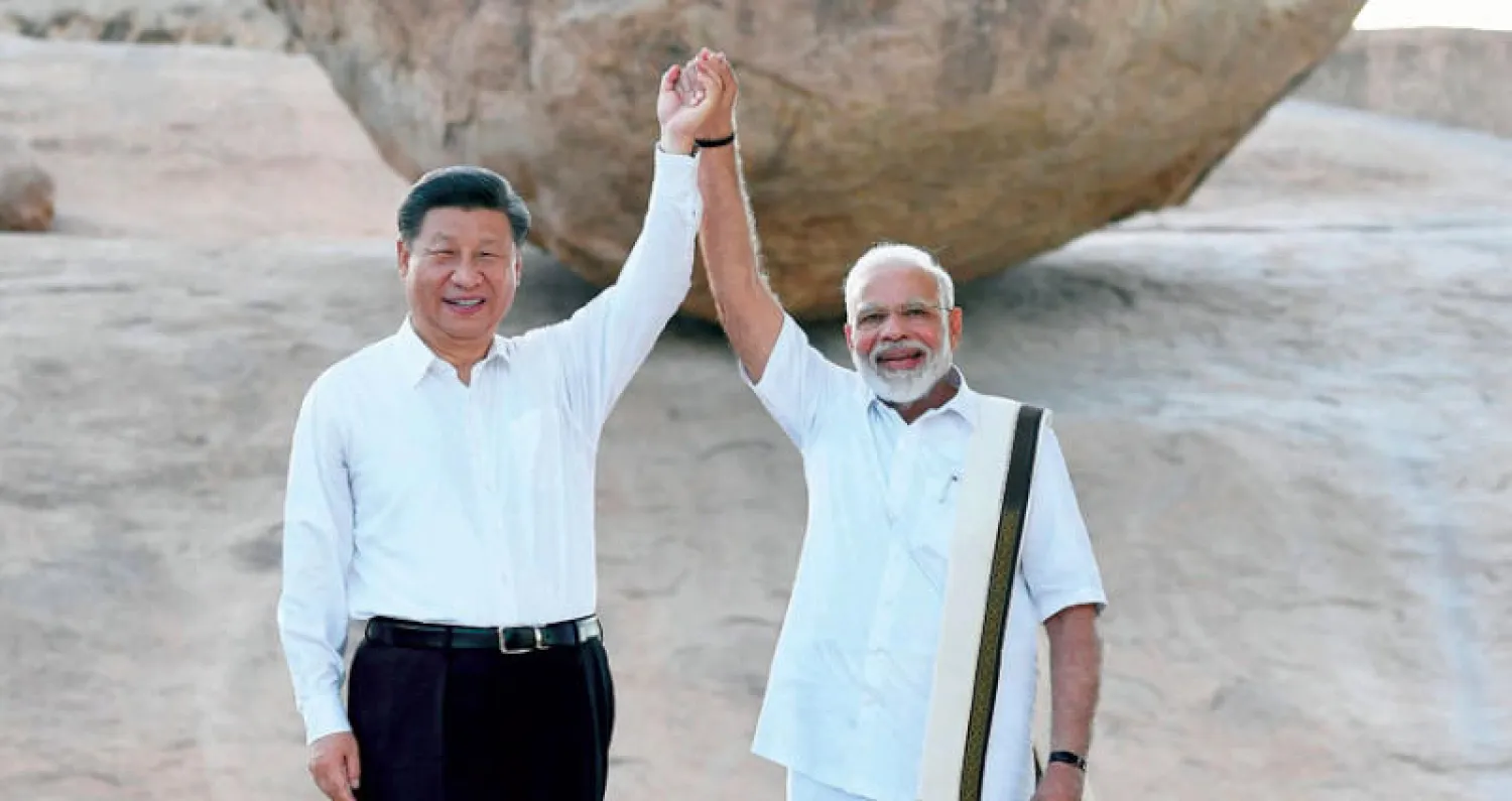 رغم كلام مودي وشي عن «حقبة جديدة» فإنه من غير المتوقع أن تنتهي القمة غير الرسمية بين الزعيمين بأي اتفاقيات أو إعلانات (أ.ب)