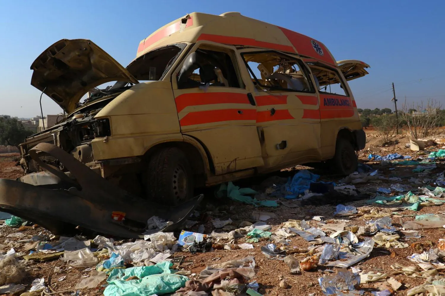 A damaged ambulance is pictured after an airstrike on the town of Atareb, in the countryside west of Aleppo, Syria November 15, 2016. (Reuters)