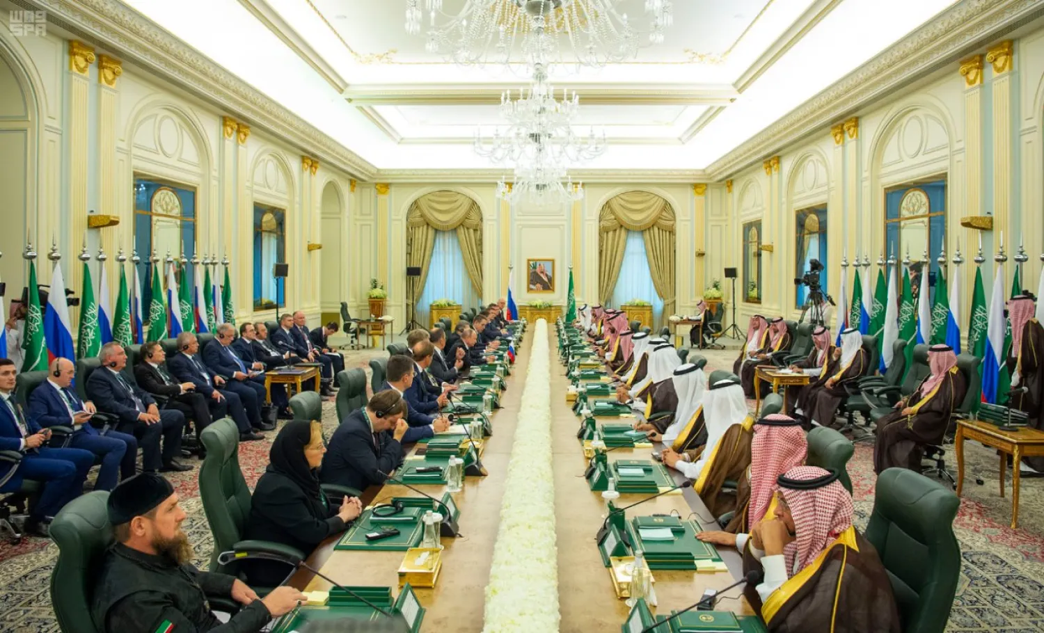 Crown Prince Mohammed bin Salman holds official talks with Russian President Vladimir Putin in Riyadh. (SPA)