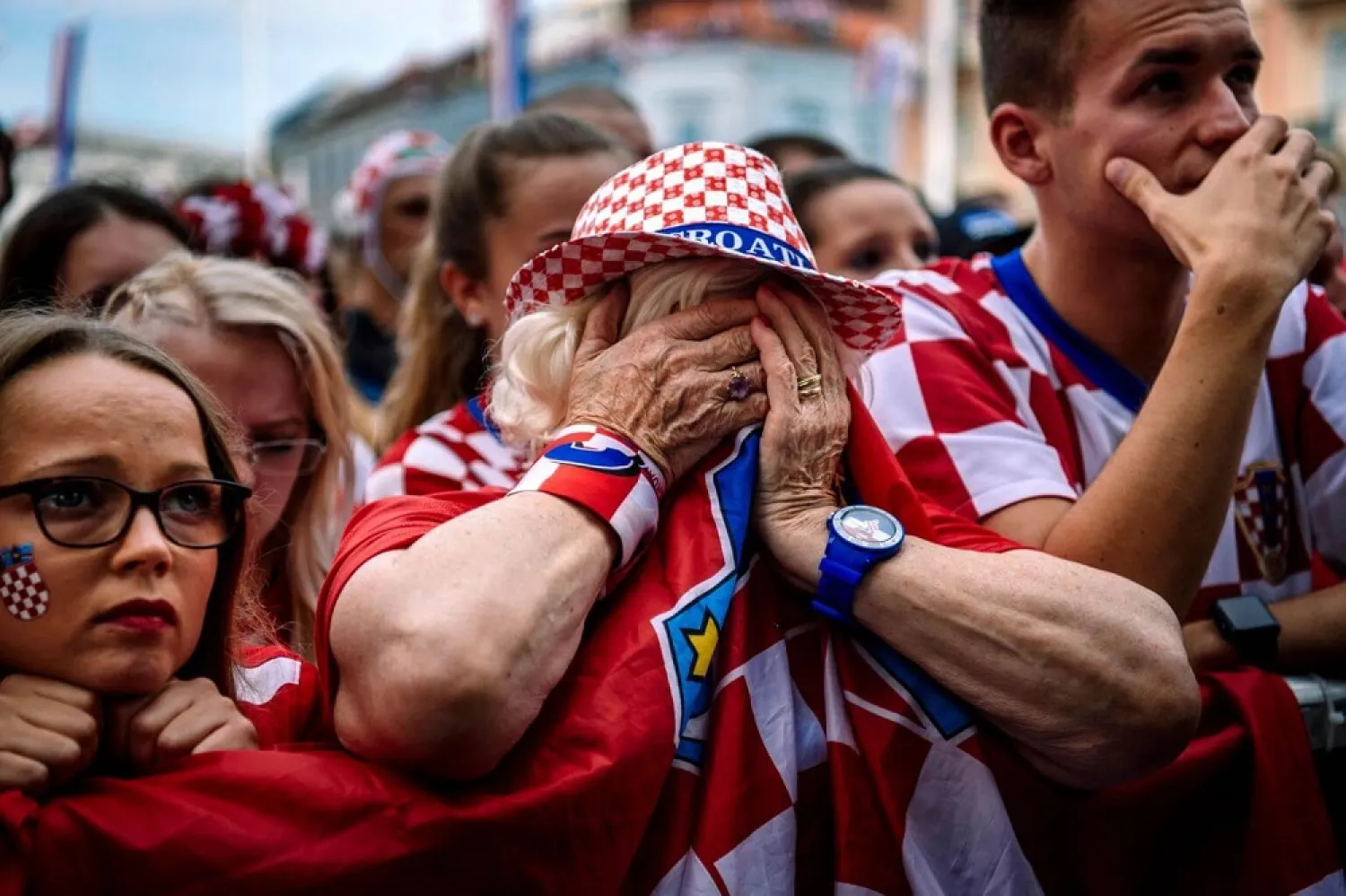 Croatian supporters in Zagreb reacting after the 2018 Russia World Cup final football match between Croatia and France, on July 15, 2018. (AFP)
