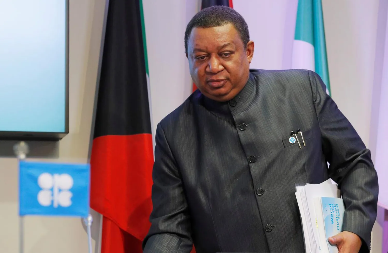 FILE PHOTO: OPEC Secretary-General Mohammad Barkindo arrives for a news conference in Vienna, Austria, November 7, 2017. REUTERS/Heinz-Peter Bader