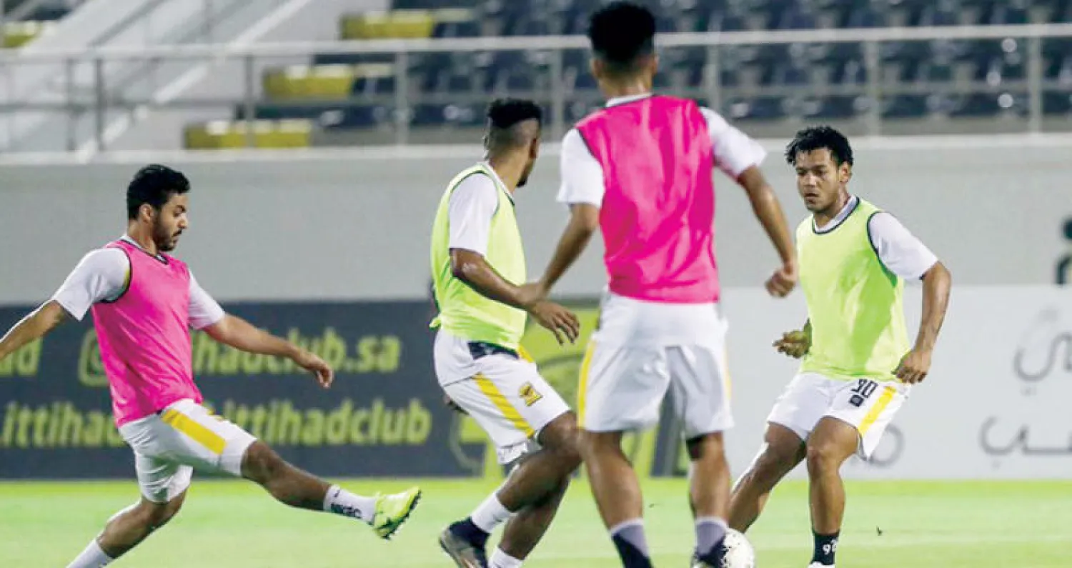 جانب من تدريبات فريق الاتحاد الأخيرة استعداداً لمواجهة الوحدة (المركز الإعلامي بنادي الاتحاد)