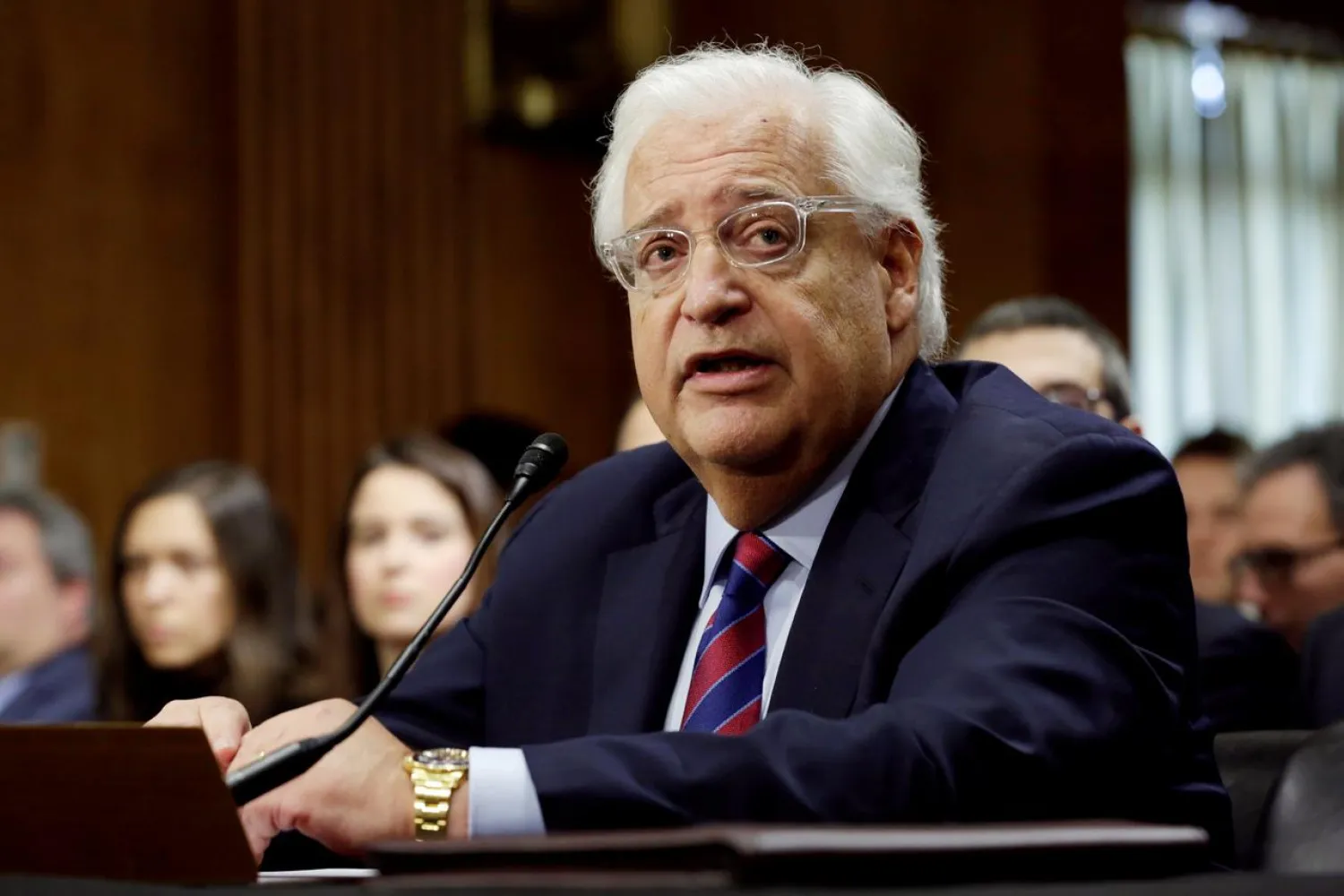 David Friedman testifies before a Senate Foreign Relations Committee hearing on his nomination to be US ambassador to Israel, on Capitol Hill in Washington, U.S., February 16, 2017. REUTERS/Yuri Gripas/File Photo

 

