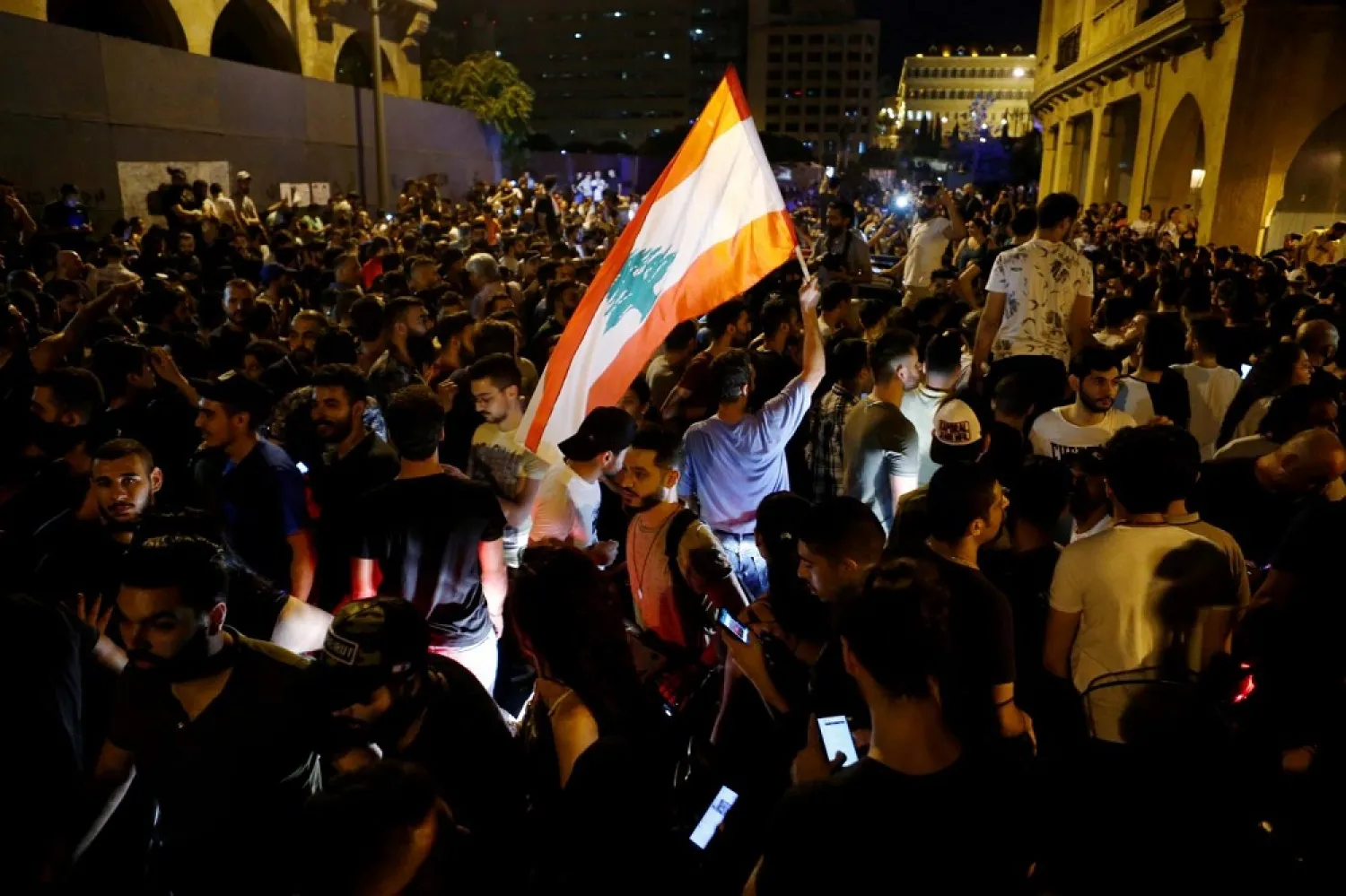 Protest in Beirut over deteriorating economic situation on October 17. (Reuters)