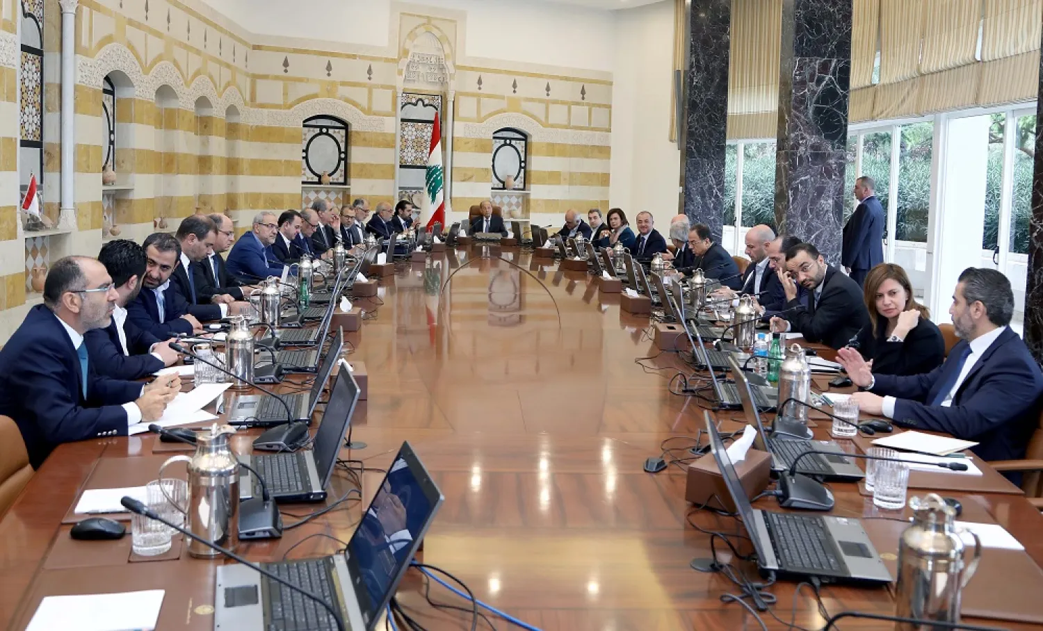 Lebanese President Michel Aoun chairs a cabinet meeting at the Baabda palace on Monday. (Dalati & Nohra)