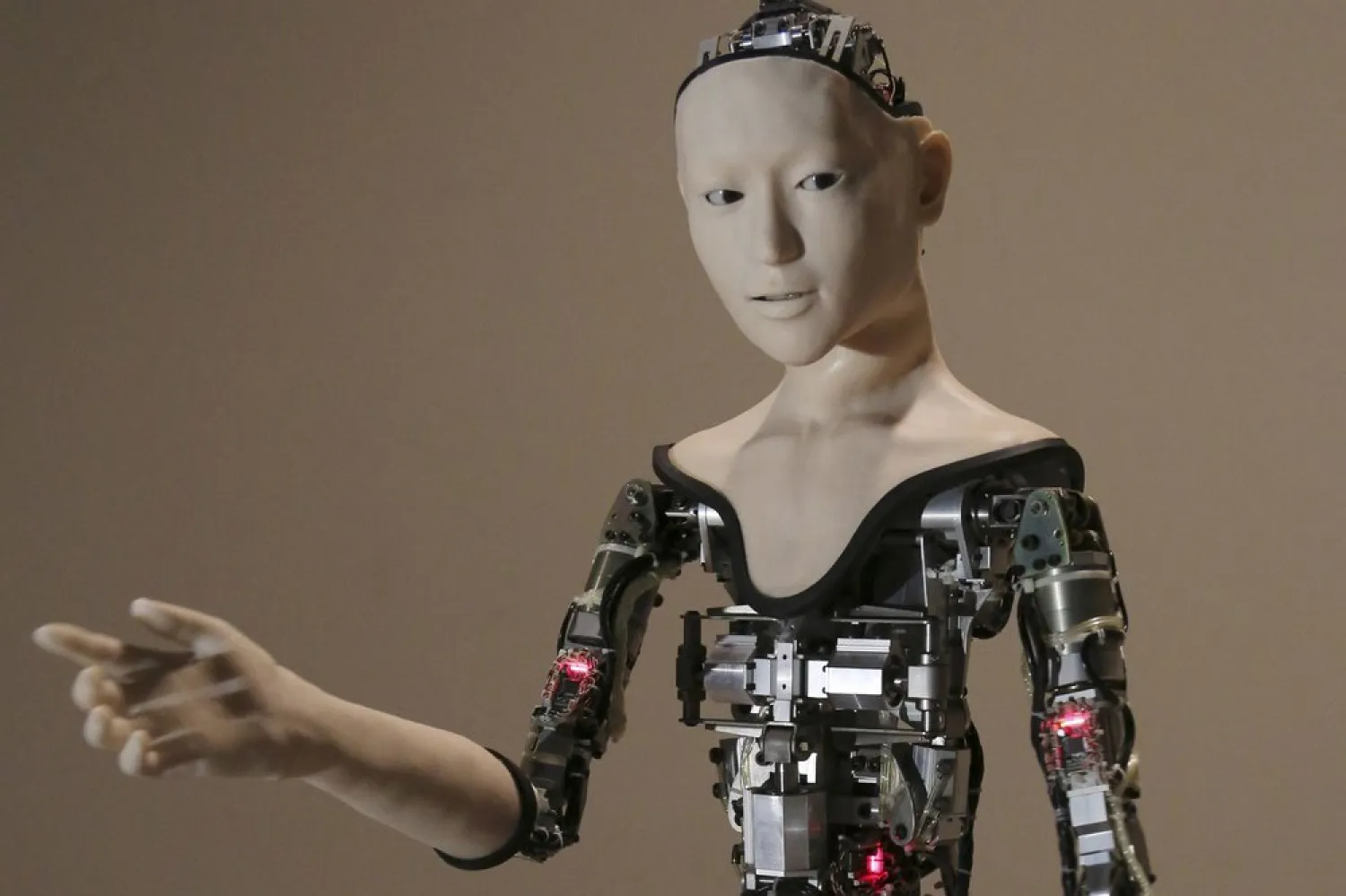 This Monday, Aug. 1, 2016 file photo shows the humanoid
robot "Alter" on display at the National Museum of Emerging Science
and Innovation in Tokyo. (AP Photo/Koji Sasahara)
