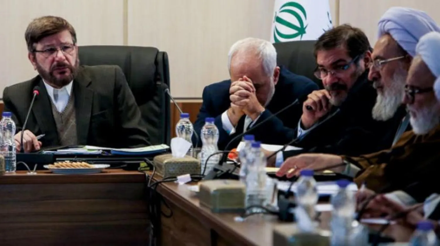 Zarif looking tense after testifying about FATF case in an Expediency Discernment Council (EDC) meeting