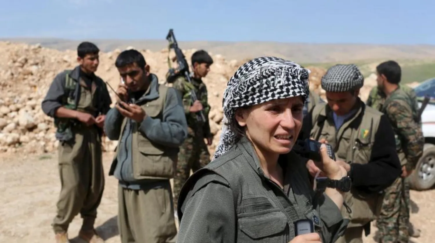 Kurdistan Workers Party (PKK) fighters are pictured in Sinjar, northwest Iraq, on March 11, 2015. Asmaa Waguih/Reuters