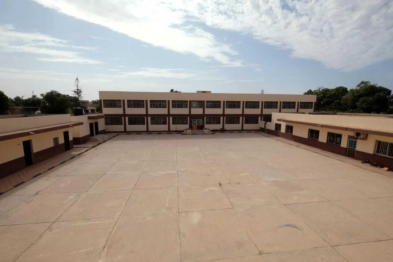 A courtyard empty of students inside a closed school as teachers strike in support of demands for a salary increase in Benghazi, Libya October 17, 2019. REUTERS/Esam Omran Al-Fetori