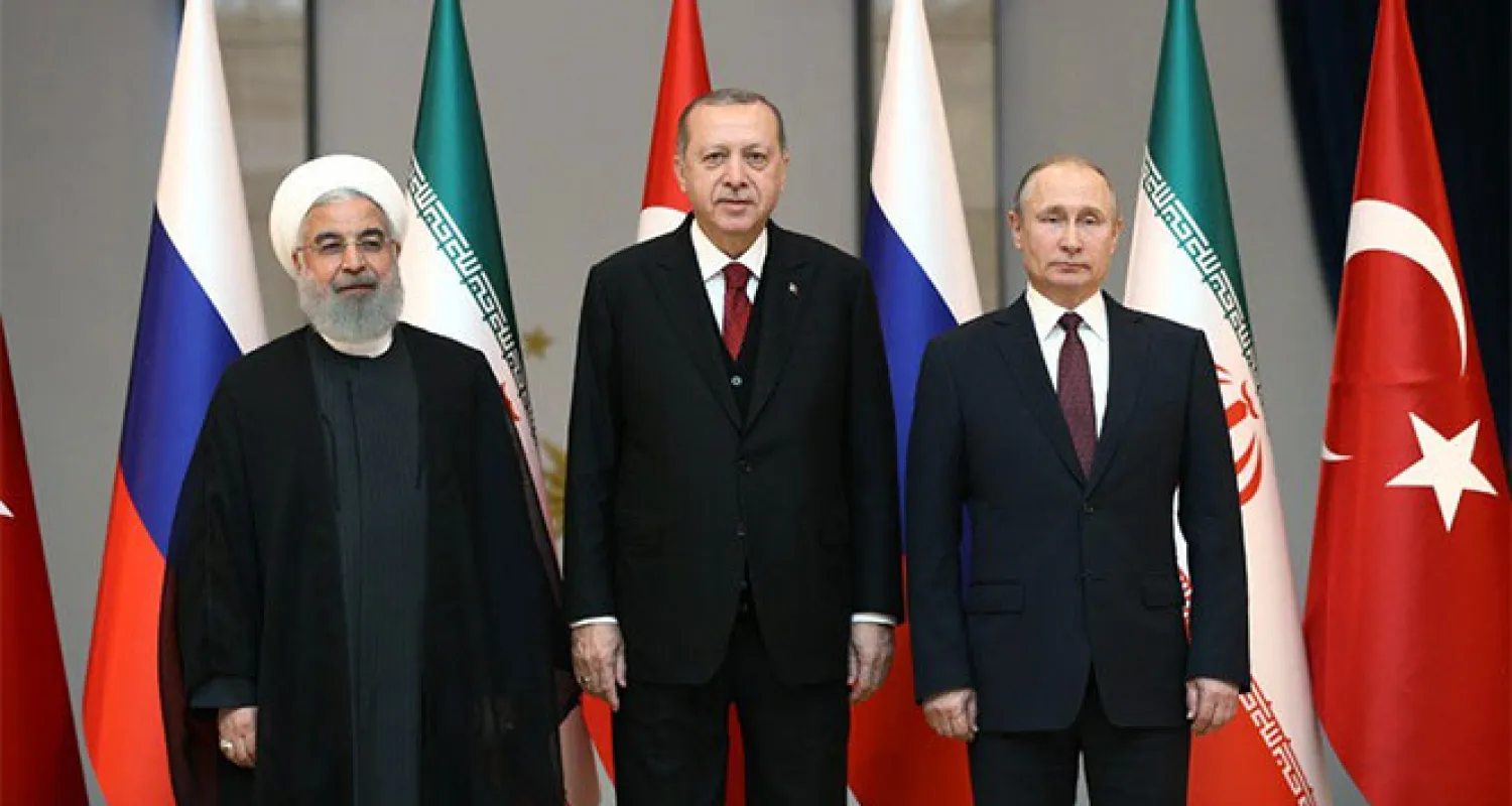 (Soldan Sağa) İran Cumhurbaşkanı Hasan Ruhani, Cumhurbaşkanı Recep Tayyip Erdoğan ve Rusya Devlet Başkanı Vladimir Putin (İHA)