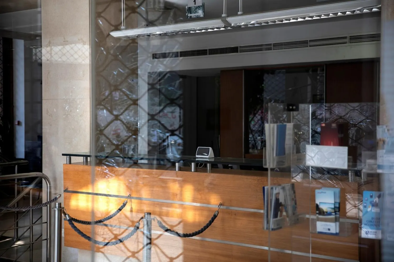 View of a closed Blom Bank branch in downtown Beirut, Lebanon, October 25, 2019. (Reuters)