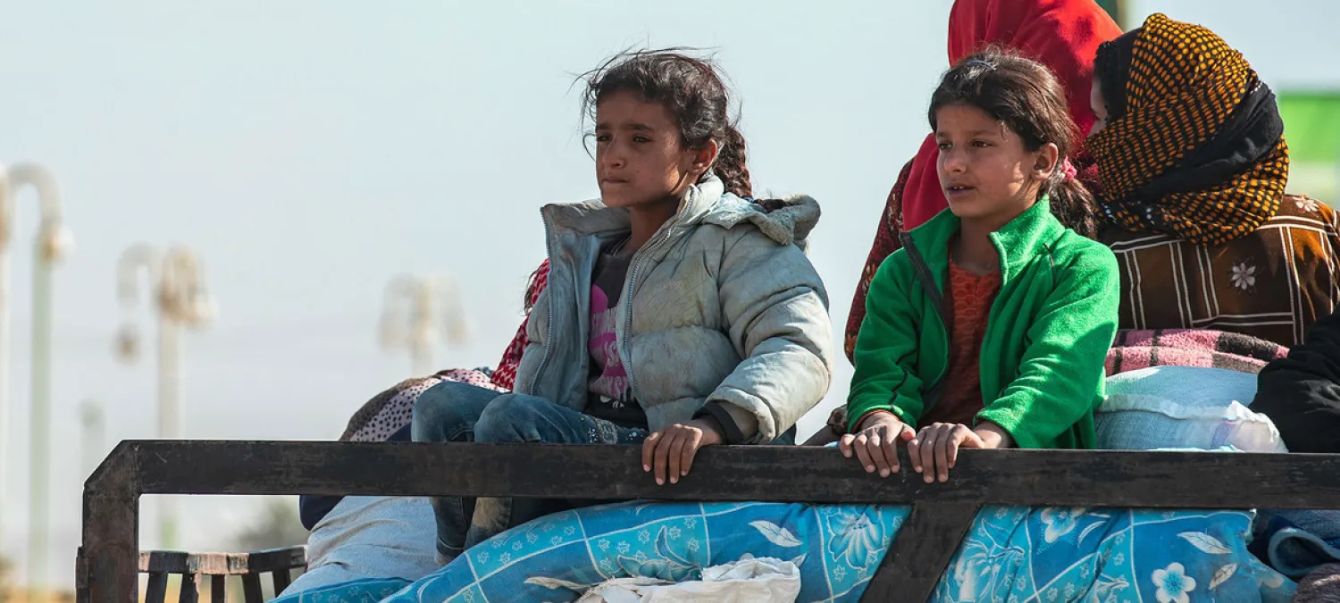 Families fleeing escalating violence in northeast Syria arrive in Tal Tamar. (UNICEF)