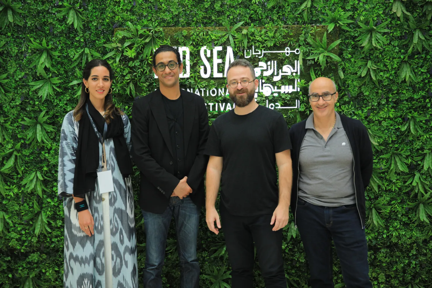 انطوان خليفة ومحمود صباغ والمخرج و المنتج مروان حامد و مديرة سوق البحر السينمائي الدولي (الشرق الأوسط)