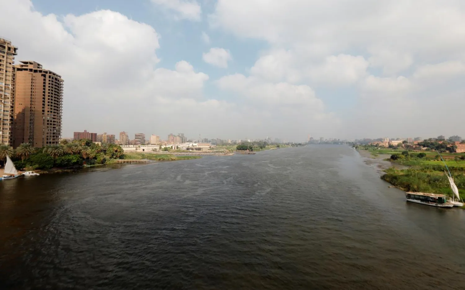 A general view shows the River Nile with houses and farmland in Cairo, Egypt November 6, 2019. (Reuters)
