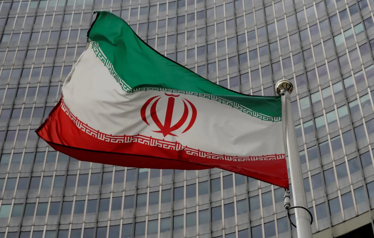 An Iranian flag flutters in front of the International Atomic Energy Agency (IAEA) headquarters in Vienna, Austria September 9, 2019. (Reuters)