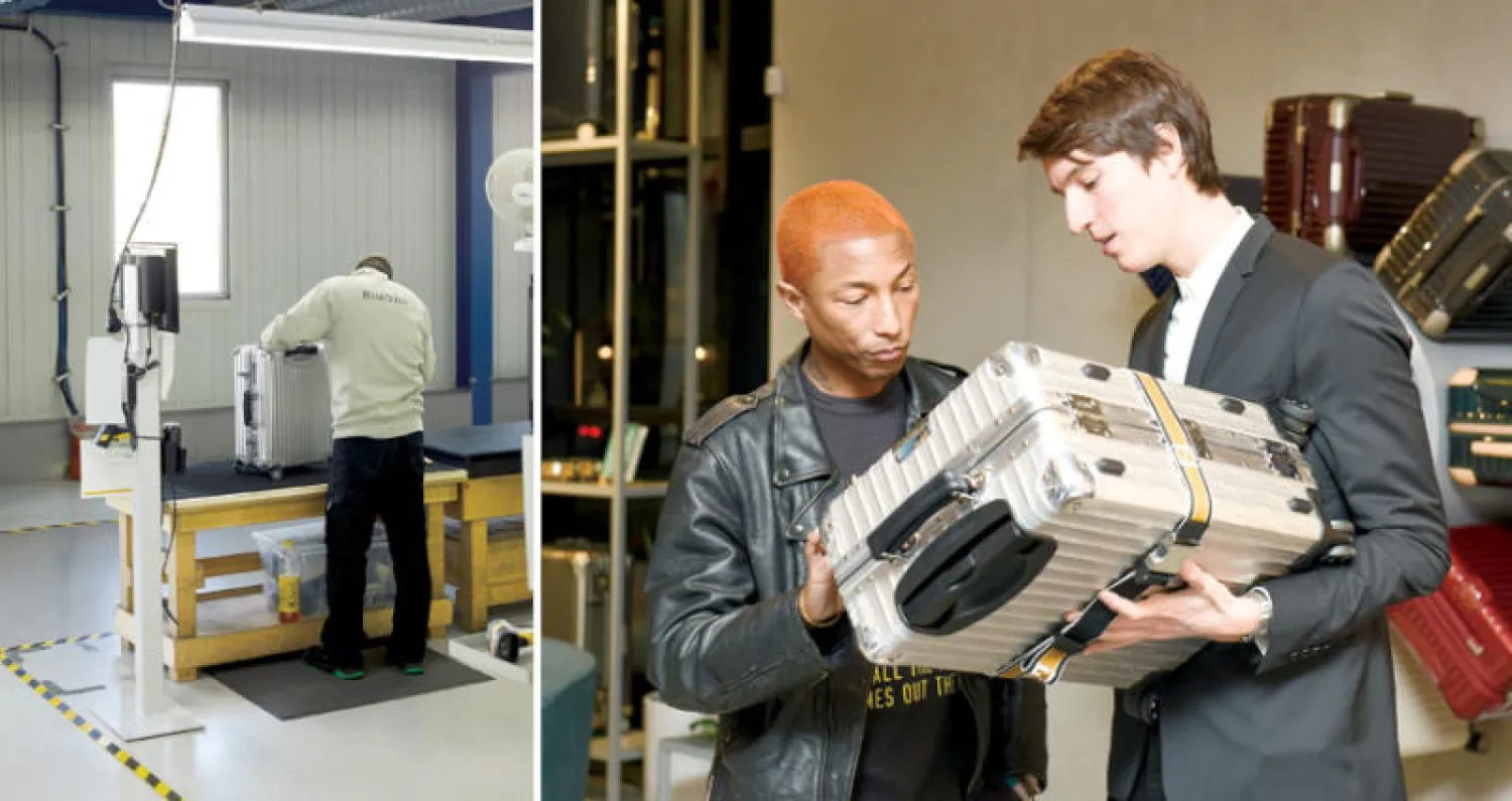 ألكسندر أرنو مع الفنان فاريل ويليامز  -  في معمل «ريموفا» بكولون