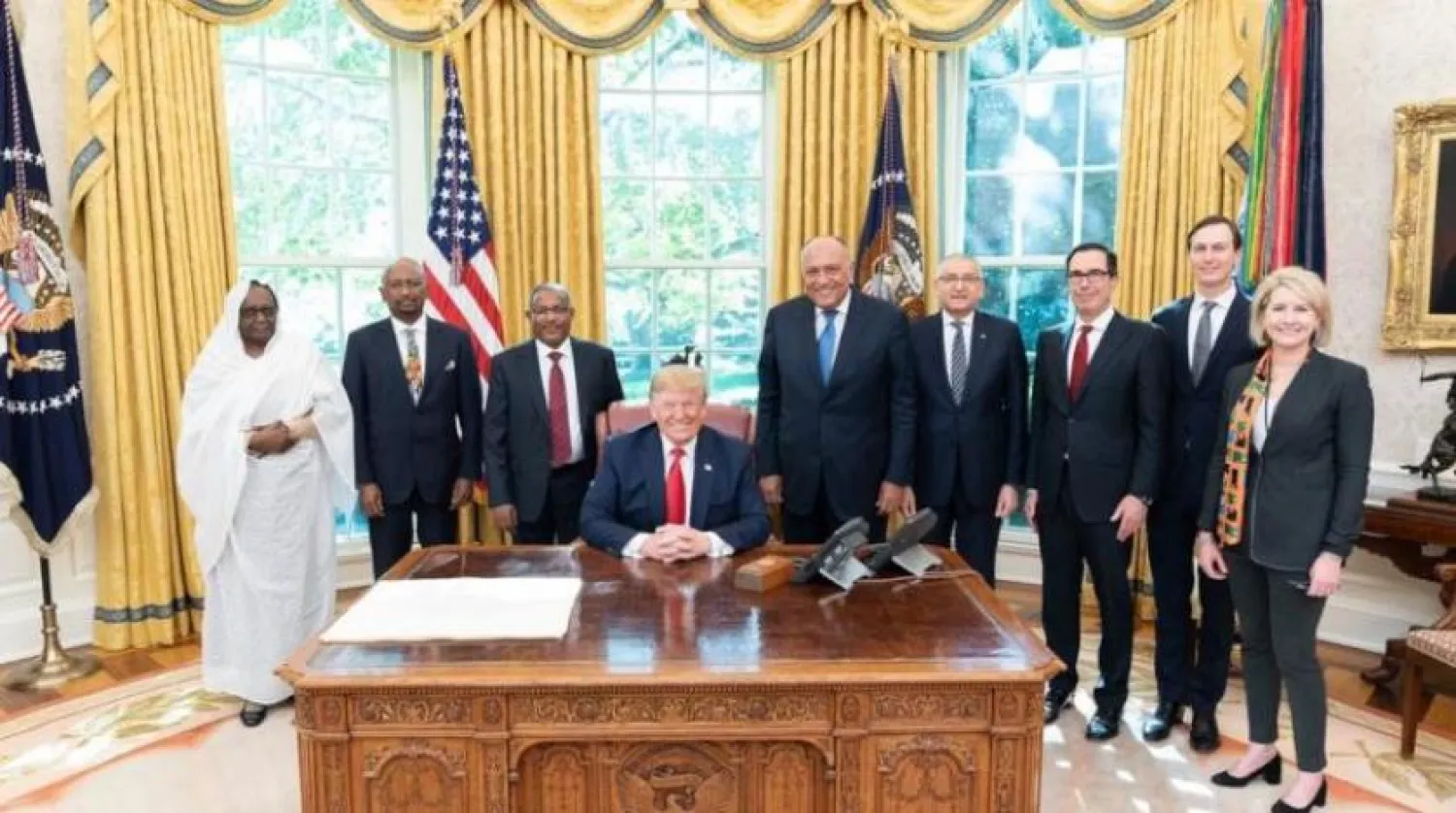 Trump and representatives of Egypt, Sudan and Ethiopia in the negotiations on the Renaissance Dam (Trump’s Twitter account)

