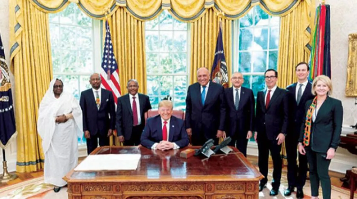 Trump’ın dün Mısır, Sudan ve Etiyopya dışişleri bakanları ile yaptığı toplantı sonrası Twitter hesabından paylaştığı fotoğraf