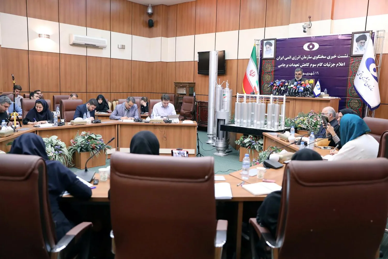 Behrouz Kamalvandi, spokesman for the Atomic Energy Organization of Iran speaks during news conference in Tehran, Iran September 7, 2019. (Reuters)