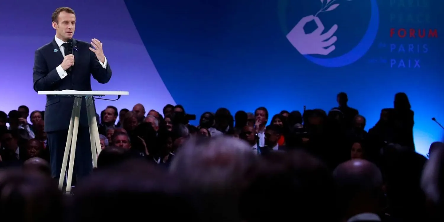 French President Emmanuel Macron at the first edition of the Paris Forum for Peace in November 2018. (AFP)