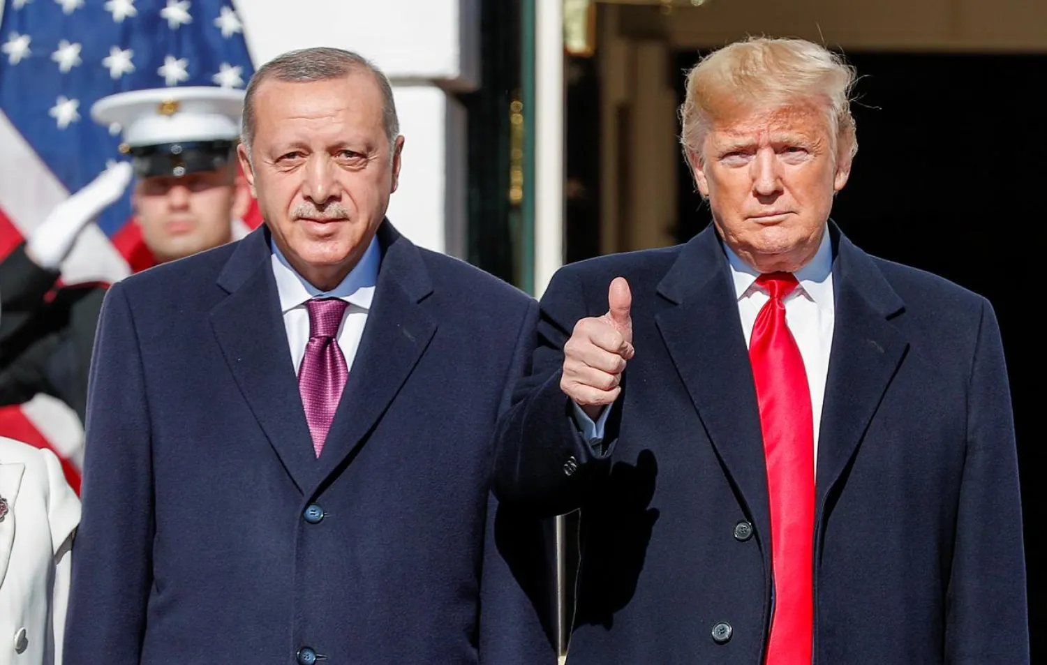 US President Donald Trump welcomes Turkey's President Recep Tayyip Erdogan at the White House in Washington, US, November 13, 2019. (Reuters)