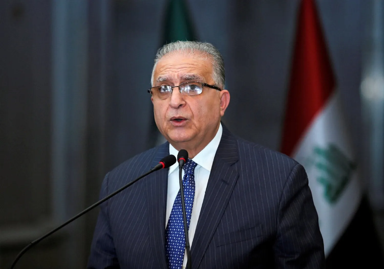 Iraqi Foreign Minister Mohammed Ali al-Hakim speaks during a press conference in Baghdad, Iraq on Jan 13, 2019. (AP)