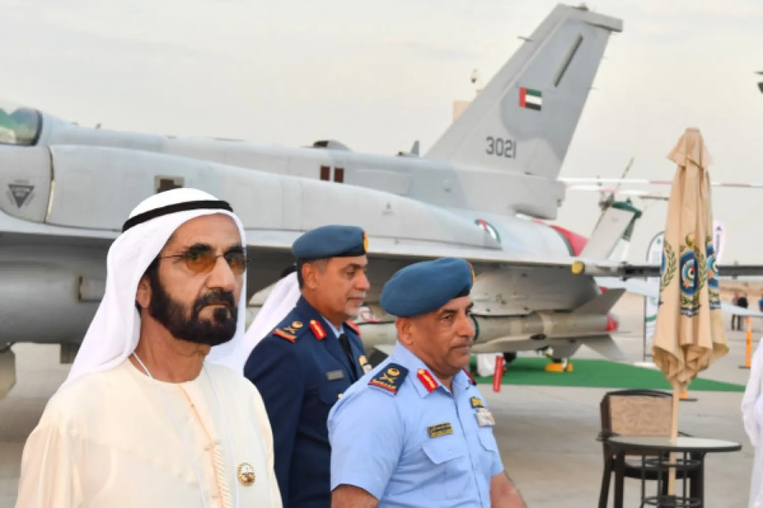 Ruler of Dubai, Prime Minister Sheikh Mohammed bin Rashid Al Maktoum during his inspection of the “Dubai Airshow 2019” at Dubai World Central (DWC) (WAM)
