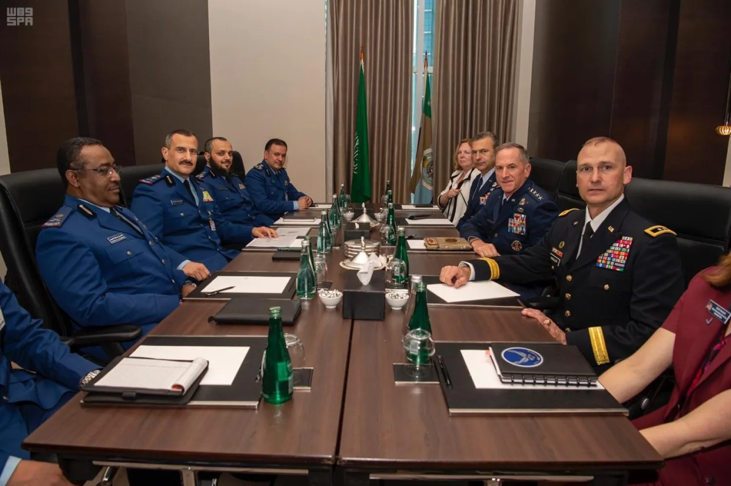 Commander of the Saudi Royal Air Force holds talks with his American and French counterparts in Dubai. (SPA) 