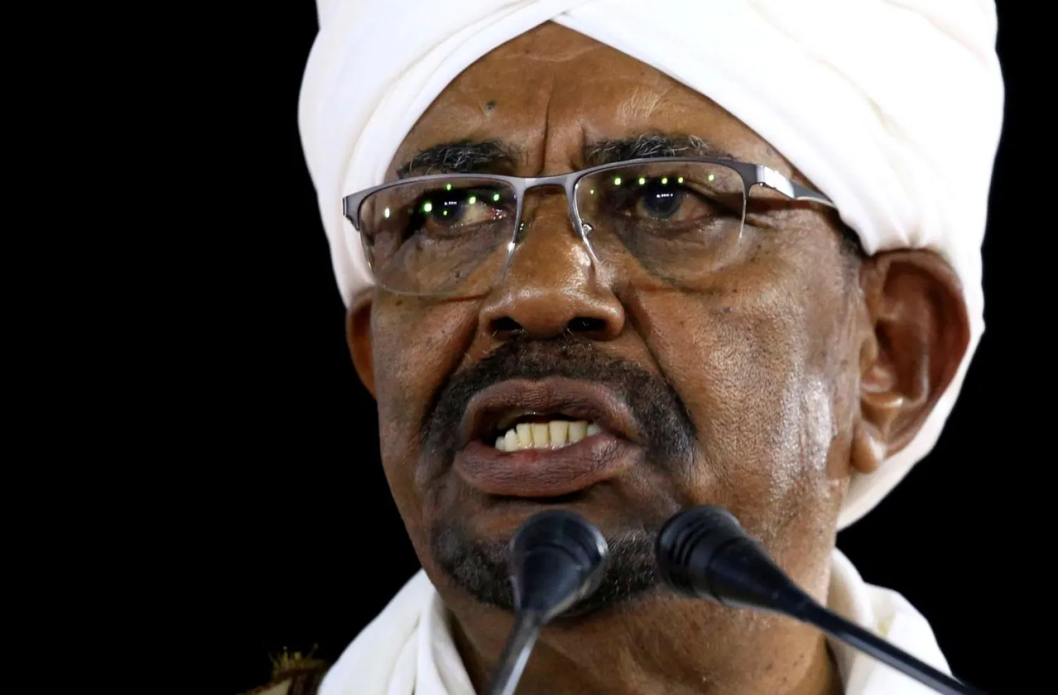 FILE PHOTO: Bashir delivers a speech at the Presidential Palace in Khartoum, Sudan February 22, 2019. REUTERS/Mohamed Nureldin Abdallah/File Photo
