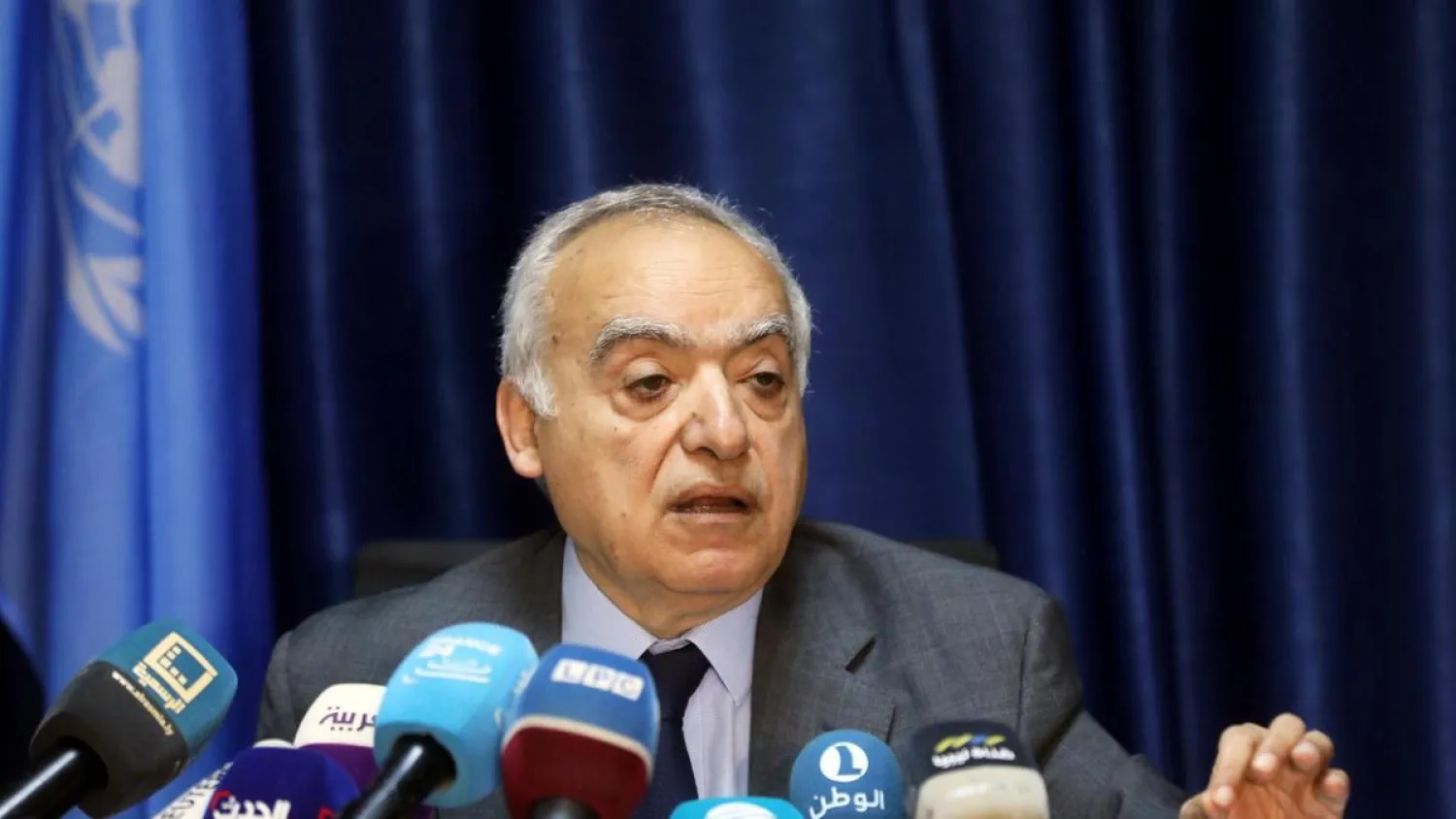 UN Envoy for Libya, Ghassan Salame, speaks during a news conference in Tripoli, Libya March 20, 2019. (Reuters)
