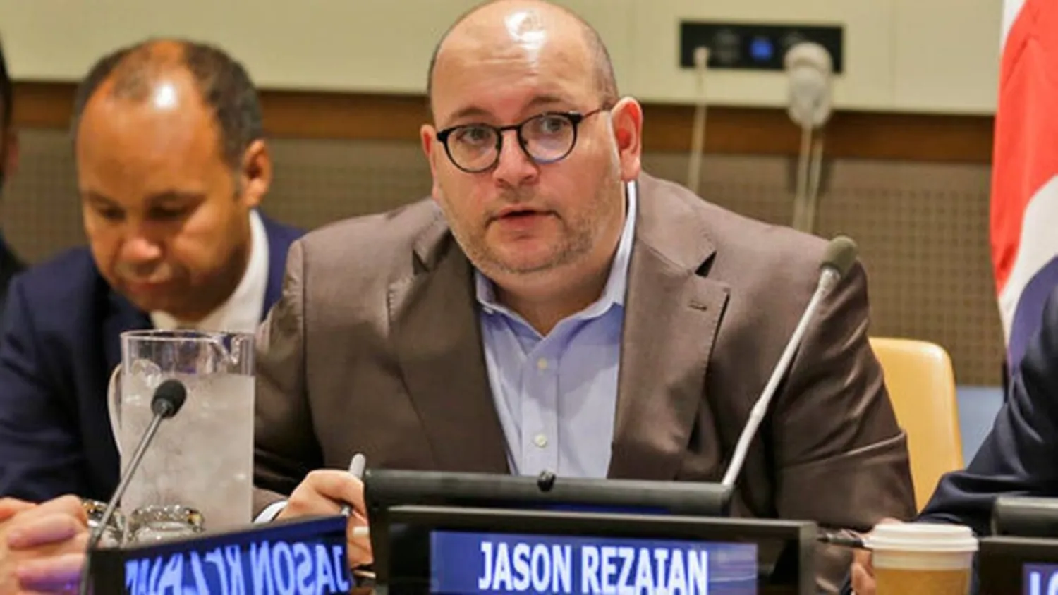 In this Sept. 25, 2019, file photo, Washington Post journalist Jason Rezaian participates in a panel discussion on media freedom at United Nations headquarters. (AP Photo/Seth Wenig, File)