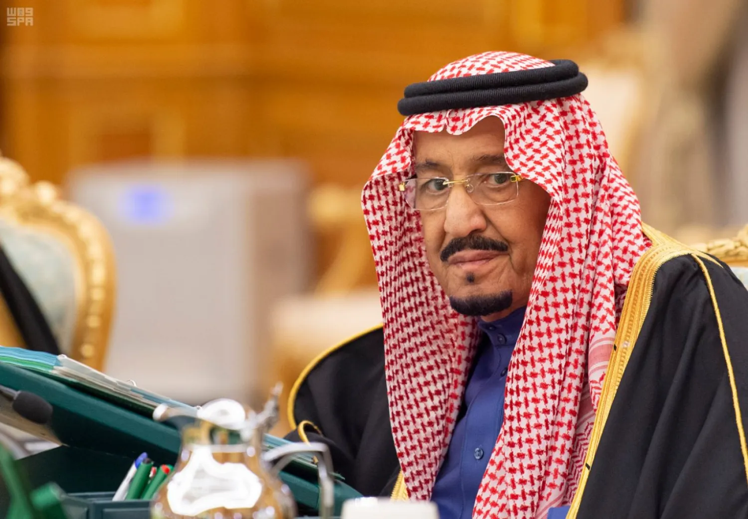 Custodian of the Two Holy Mosques King Salman bin Abdulaziz chairs a cabinet meeting in Riyadh. (SPA)